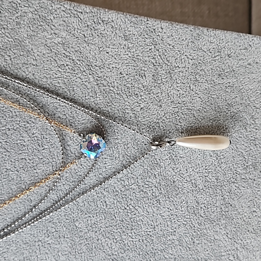Sabika S20 Silver Chain And Pearl Necklace